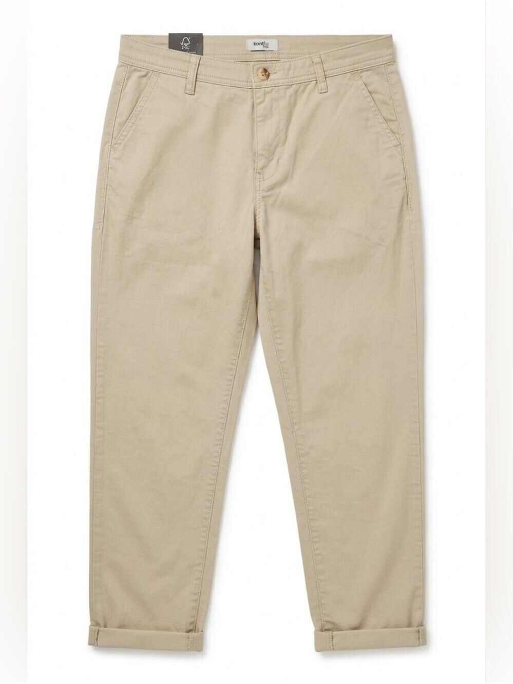 Kensie Jeans Beige Mid-Rise Chino Trousers NWT Size 12 Ankle Crop Pants Stretch